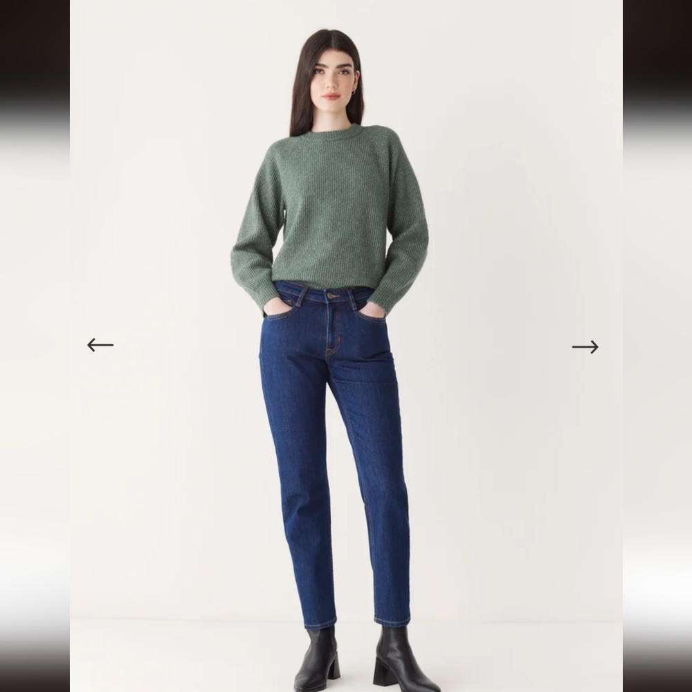 NWT Frank & Oak Cyndi Straight Fit High Rise Jean (Dark Wash), women 26, 27